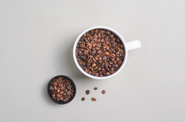 Coffee Beans Mug on Bright Beige Background