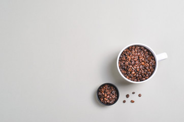 Coffee Beans Mug on Bright Beige Background