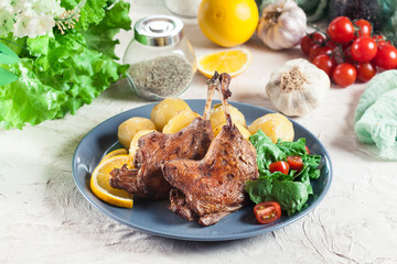 Duck legs confit with boiled potatoes