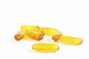 Fish oil on white background