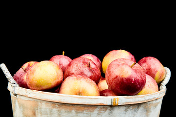 Fresh organic red apples in a basket