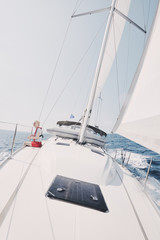 Fototapeta premium Woman on yacht
