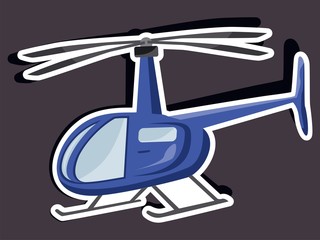 Vector illustration of a cartoon stickers of flying objects - helicopter
