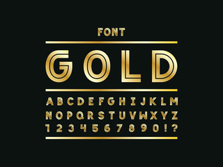  Gold font. Vector alphabet letters 