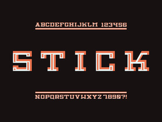 Stick font. Vector alphabet 