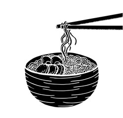 Hand drawn Japanese food sketch Illustration. Retro style. Sushi bar. Miso soup. Ramen