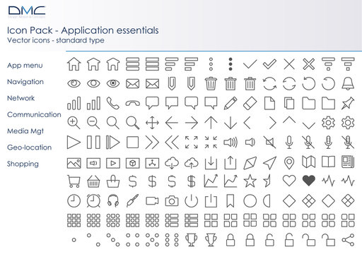 Icones applicatives - outline - pack essentiel 1
