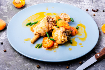 Chicken stewed in apricots