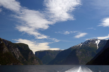 Mountains and fjord. Norwegian nature. Sognefjord. Flam, Norway
