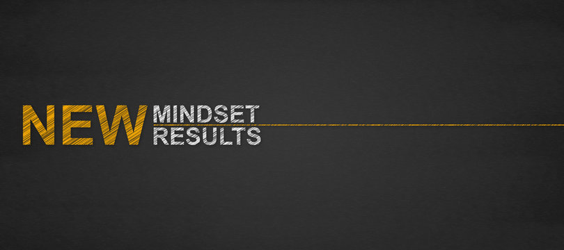 text new mindset new results on a blackboard. success and personal development concept