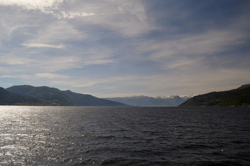 Mountains and fjord. Norwegian nature. Sognefjord. Flam, Norway
