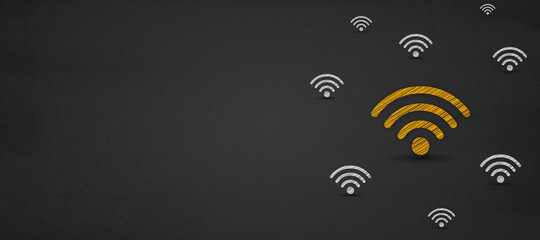 Free wifi concept, wifi icon symbol on a blackboard