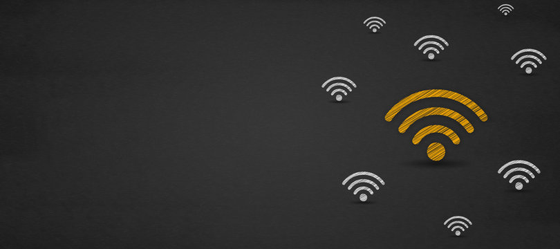 Free wifi concept, wifi icon symbol on a blackboard