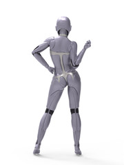 Robotic Cyber Woman is posing 3D Rendering