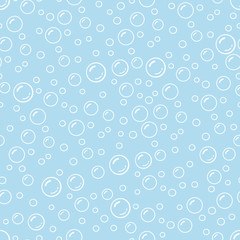 Cartoon bubbles in clean blue water, seamless pattern, vector - 217845555