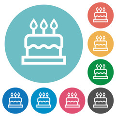 Fototapeta na wymiar Birthday cake flat round icons