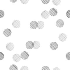 Black and white seamless pattern with overlapping textured dots