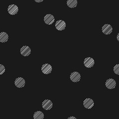 Black and white seamless pattern with hatched dots. Stylized bokeh seamless pattern. Abstract snowfall.