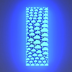 3D illustration of letter I made up of clouds
