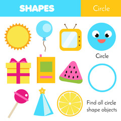 Educational children game. Learning geometric shapes. Circle