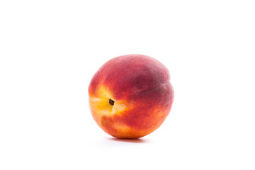 Ripe peach fruit isolated on white background
