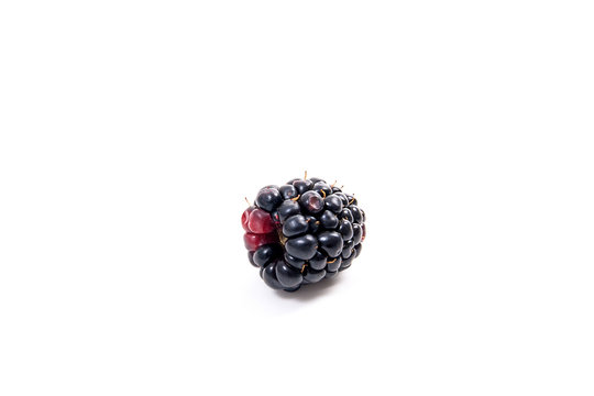 Ripe blackberry fruit isolated on white background.