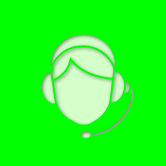 Call center operator paper cut out icon