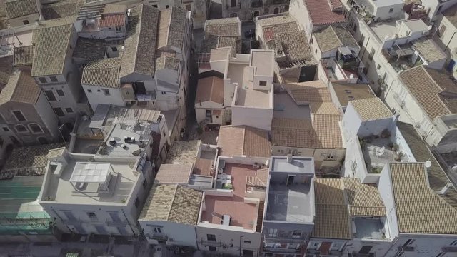 The Italian Town of Syracuse the Island of Ortigia in Sicily  (4K Droe Aerial Native Footage)