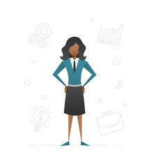Afro-American student girl flat character design