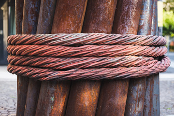 Rusty wrapped steel cable