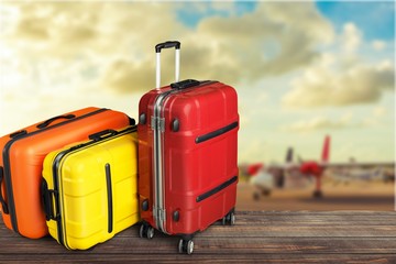 Large suitcases on background,travel concept