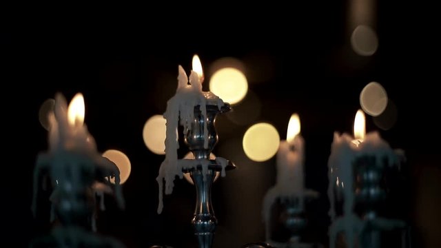 burning candles in church
