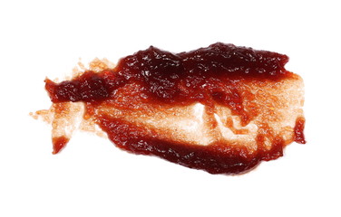 Cherry jam, marmalade isolated on white background and texture, top view