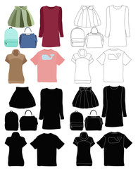 vector, isolated, fashion women clothes