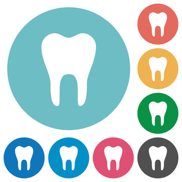 Single tooth flat round icons