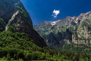 Fototapeta premium Tsej gorge, mountains of the Caucasus.