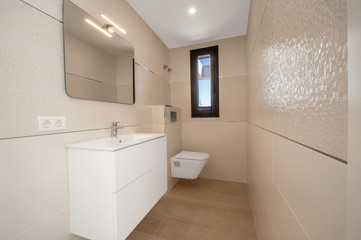 Naklejka na ściany i meble Modern bathroom interior with shower. Clean and fresh bathroom.