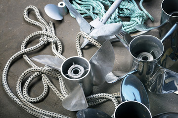 Boat propellerl,anchor, gears and  ropes