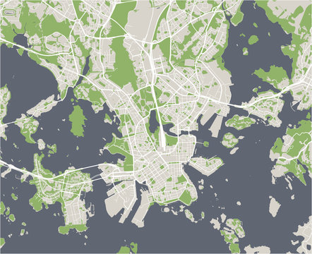 map of the city of Helsinki, Finland