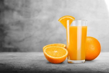 Orange Juice in glass on   background.