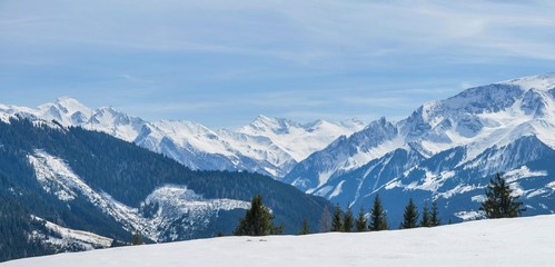 Winter Panorama of Alps with Zell am See