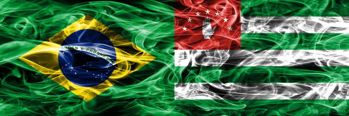 Brazil vs Abkhazia smoke flags placed side by side