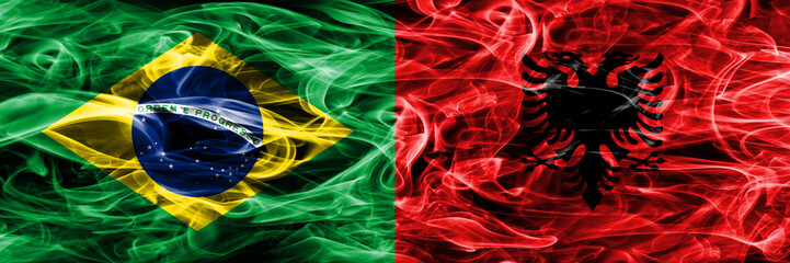Brazil vs Albania smoke flags placed side by side