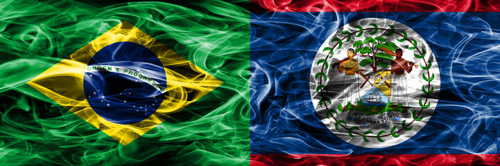 Brazil vs Belize smoke flags placed side by side