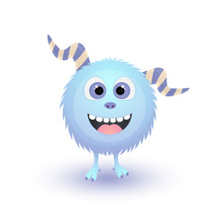 Happy cartoon monster. Vector Halloween monster. Cartoon