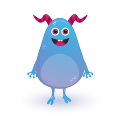Happy cartoon monster. Vector Halloween monster. Cartoon