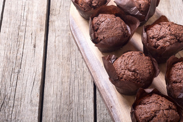 Sweet dessert chocolate muffins or cupcake