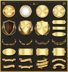 Luxury gold and silver design elements collection 