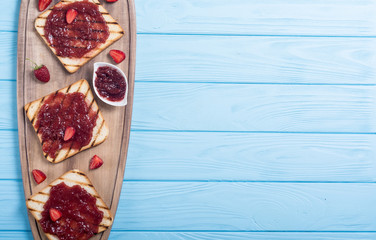 Toast with strawberry jam