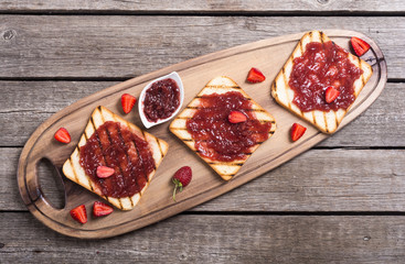 Toast with strawberry jam